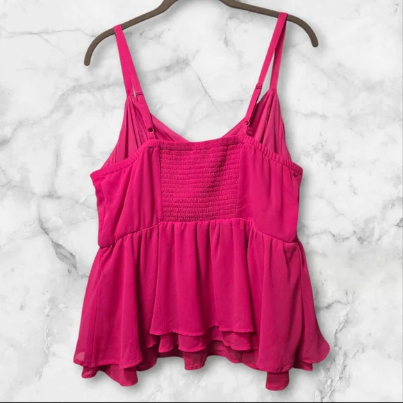 Torrid Neon Pink Peplum Chiffon Midi Cami Tank Top‎ Size 0 (Large/12) - Picture 5 of 8